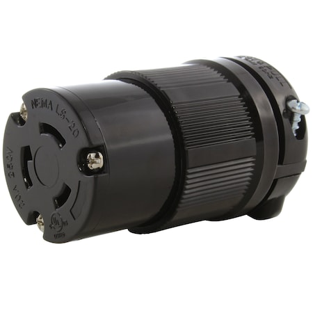 Ac Works Locking Connector, L6-20R, 20 A, 250V AC, Single Phase, Black ASL620R-BK